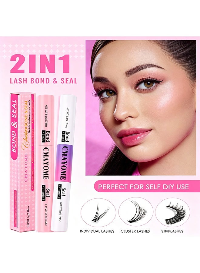 CMAYOME Cluster Bond & Seal Double-Headed Mascara Brush,Cluster Lashes Glue for DIY Eyelash Extensions, Individual Lash Glue for Clusters, Super Strong Hold No-Latex Waterproof Sealant Mascara Eyelash Extension Glue, Black Long-Lasting 48-72H - Image 4