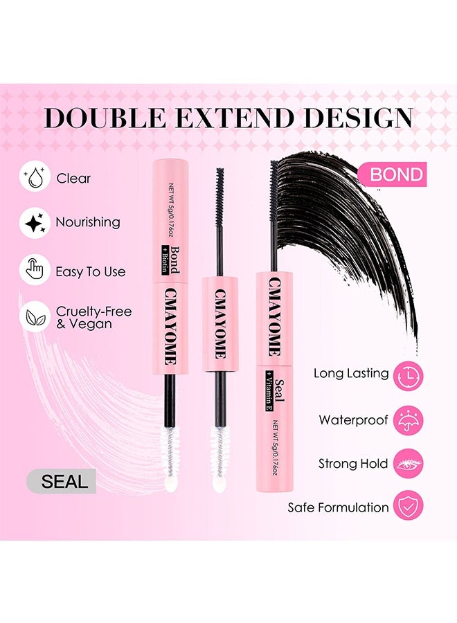 CMAYOME Cluster Bond & Seal Double-Headed Mascara Brush,Cluster Lashes Glue for DIY Eyelash Extensions, Individual Lash Glue for Clusters, Super Strong Hold No-Latex Waterproof Sealant Mascara Eyelash Extension Glue, Black Long-Lasting 48-72H - Image 5