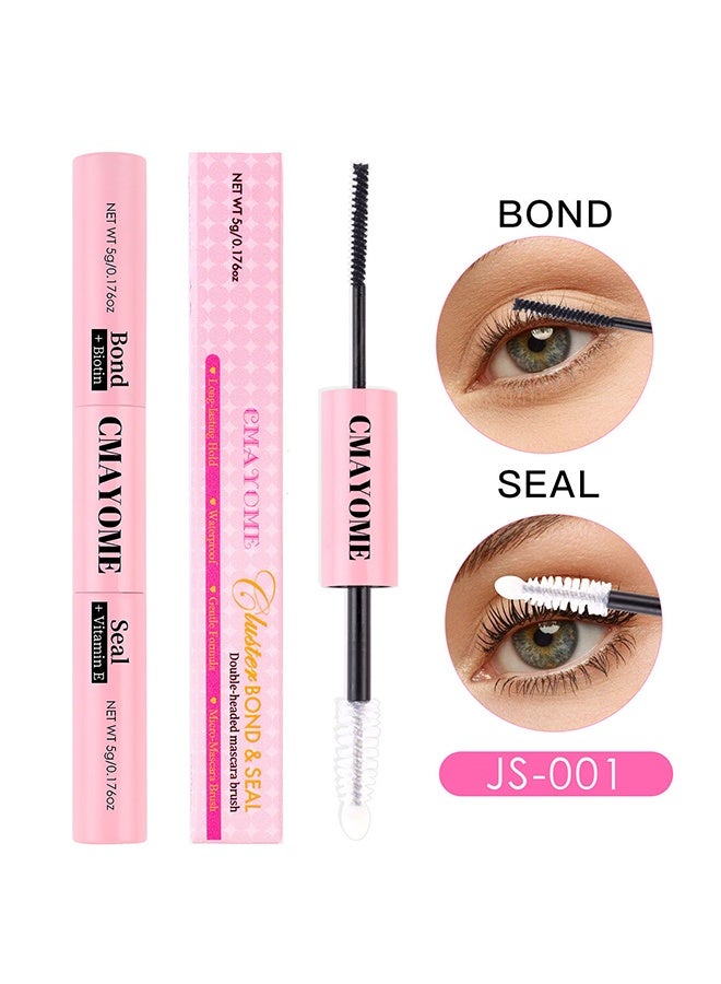 CMAYOME Cluster Bond & Seal Double-Headed Mascara Brush,Cluster Lashes Glue for DIY Eyelash Extensions, Individual Lash Glue for Clusters, Super Strong Hold No-Latex Waterproof Sealant Mascara Eyelash Extension Glue, Black Long-Lasting 48-72H - Image 1