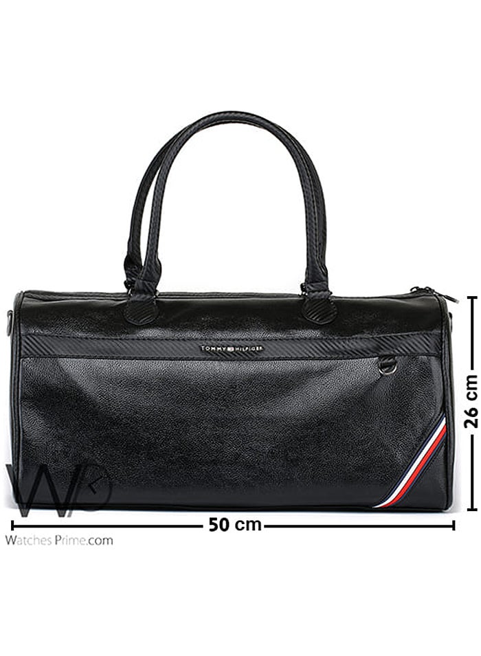 Tommy Hilfiger Denim حقيبة رياضية للرجال من تومي هيلفيغر مصنوعة من الجلد الأسود لعطلة نهاية الأسبوع - Image 3
