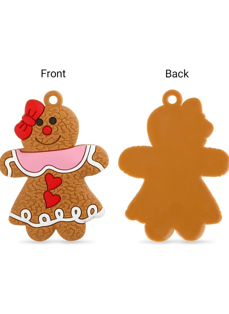 Eworld 12-Piece Gingerbread Man Christmas Tree Ornaments, Adorable Soft Plastic Hanging Figurines with Strings, Perfect for Candy-Themed Trees, Wreaths, Garlands, Gift Tags, and Holiday Decorations  - Image 2