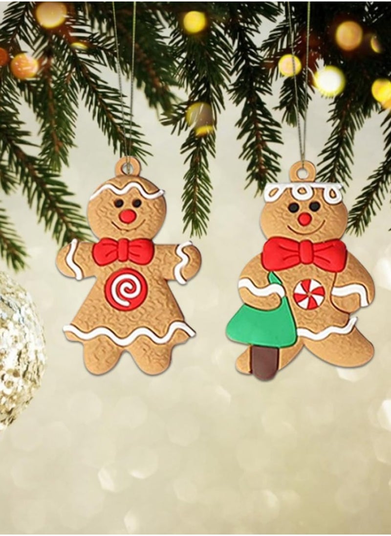 Eworld 12-Piece Gingerbread Man Christmas Tree Ornaments, Adorable Soft Plastic Hanging Figurines with Strings, Perfect for Candy-Themed Trees, Wreaths, Garlands, Gift Tags, and Holiday Decorations  - Image 4