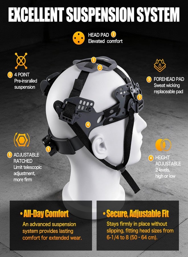AnTools Skeleton Pattern Design Full Brim Hard Hat, OSHA Approved Construction Hard Hats for Men, 4-Point Adjustable Suspension, ANSI Z89.1 - Image 3