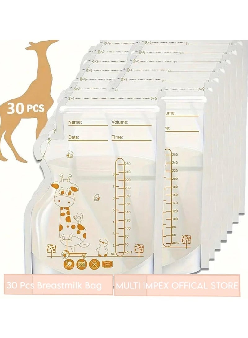 Multi Impex 30-Pack BPA-Free Breast Milk Storage Bags- Leakproof Self-Standing Freezer Safe Bags with Pour Spout for Breastfeeding, Pre-Sterilized Breastmilk Pouches with Measurement Marks & Write-On Label - Image 1