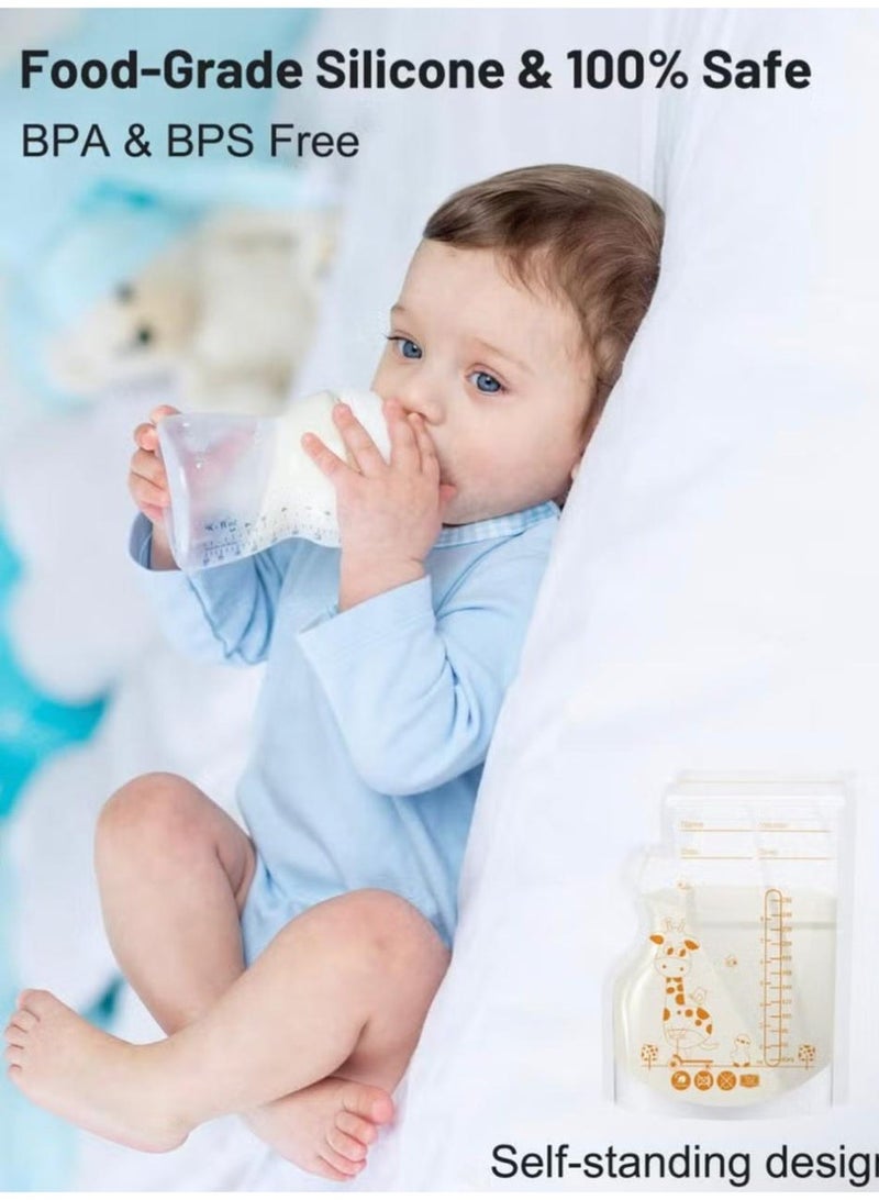 Multi Impex 30-Pack BPA-Free Breast Milk Storage Bags- Leakproof Self-Standing Freezer Safe Bags with Pour Spout for Breastfeeding, Pre-Sterilized Breastmilk Pouches with Measurement Marks & Write-On Label - Image 3