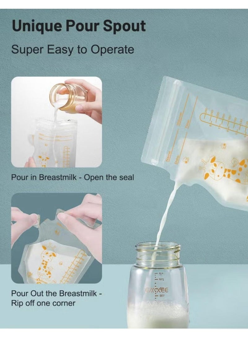 Multi Impex 30-Pack BPA-Free Breast Milk Storage Bags- Leakproof Self-Standing Freezer Safe Bags with Pour Spout for Breastfeeding, Pre-Sterilized Breastmilk Pouches with Measurement Marks & Write-On Label - Image 2