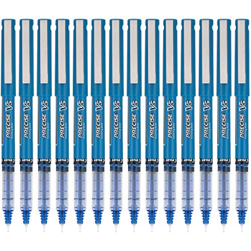 Pilot Precise V5 Rollerball Pens, Extra Fine Point 0.5 mm Blue Pens, Blue, Pack of 14 - Ideal for School, Journaling & Office Writing - Image 1