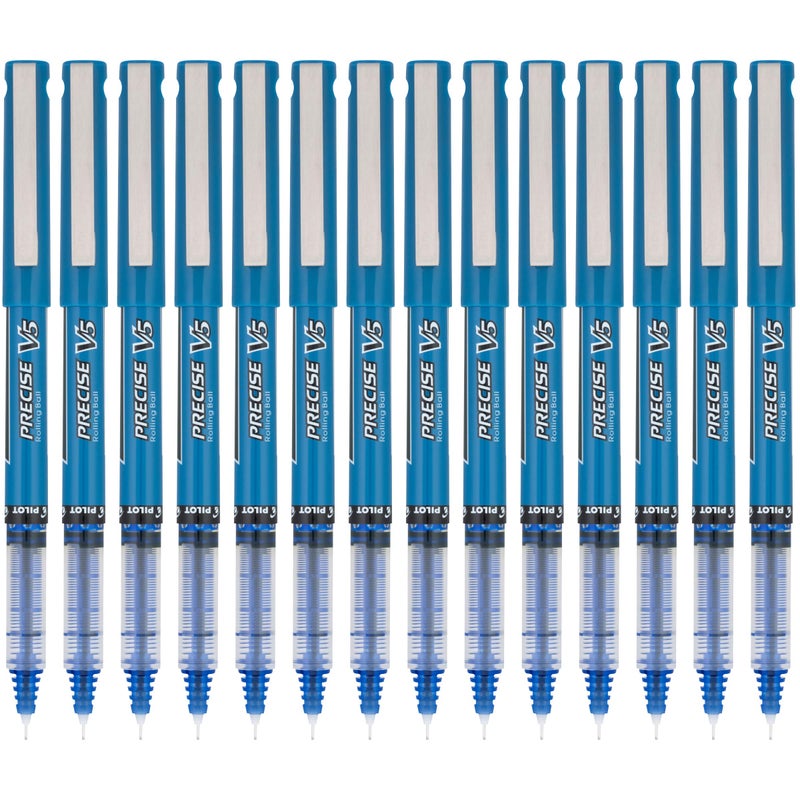 Pilot Precise V5 Rollerball Pens, Extra Fine Point 0.5 mm Blue Pens, Blue, Pack of 14 - Ideal for School, Journaling & Office Writing - Image 5