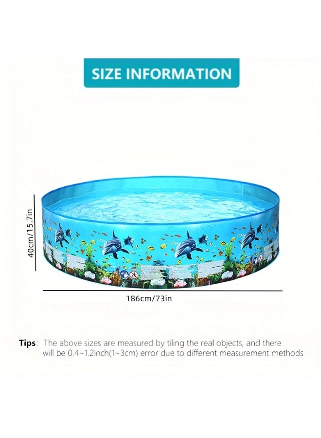 Must - Have for Family Fun! Foldable Inflation - Free Kids Pool with Ocean Creatures Print – 186×40 cm – Outdoor Water Play Tub & Summer Patio Essential Backyard Pool - Image 4
