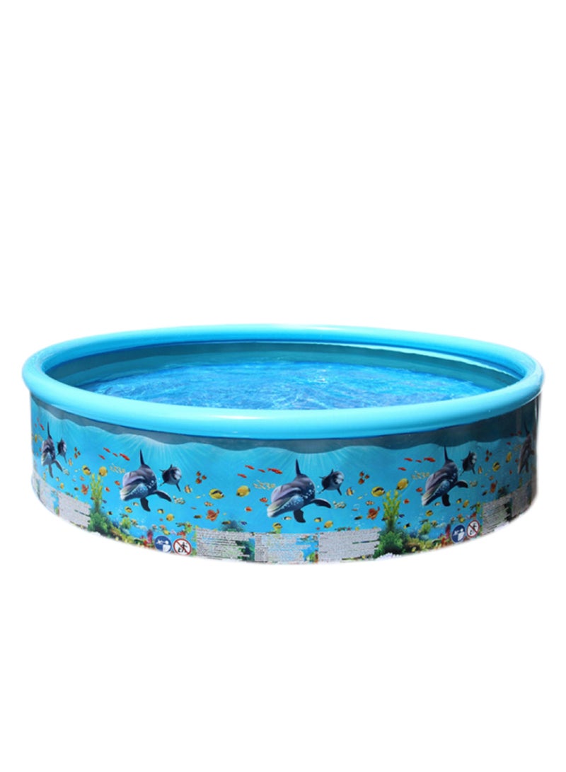 Must - Have for Family Fun! Foldable Inflation - Free Kids Pool with Ocean Creatures Print – 186×40 cm – Outdoor Water Play Tub & Summer Patio Essential Backyard Pool - Image 3
