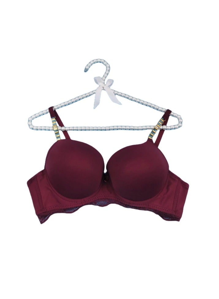 Elegant Women's Push-Up Bra with Underwire Support and Stylish Metal Chain Straps – Thick Padded for Enhanced Comfort and Shape 