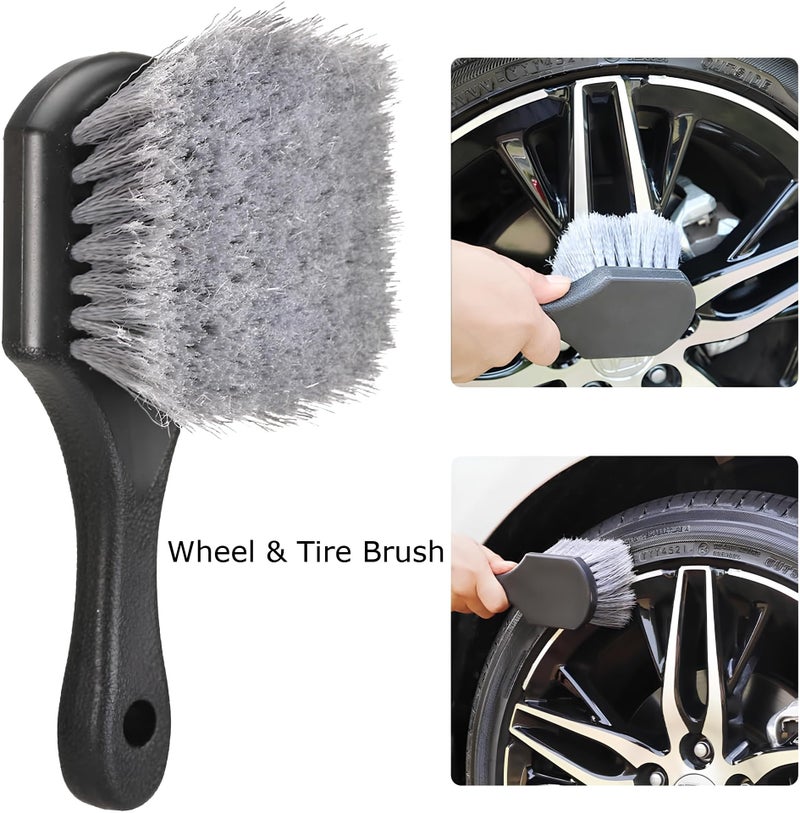 KBZONE Car Tire Cleaning Brush 15cm Wide Hard Nylon Bristles Rim Scrubber Handheld Car Wheel Cleaning Brush for Tires, Rims, Hubcaps & Car Exterior, Deep Cleans & Restores Shine Tyre Brush - Image 2