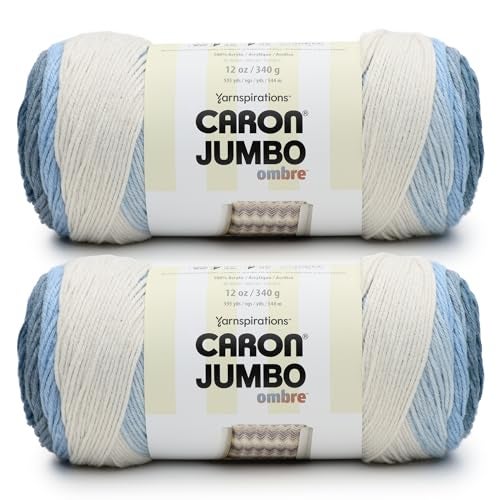 Caron CAR Jumbo Ombre Faded Jeans Yarn - 2 Pack of 340g/12 oz - 100% Acrylic - #4 Worsted (Medium) - 595 Yards - Knitting/Crochet - Image 1