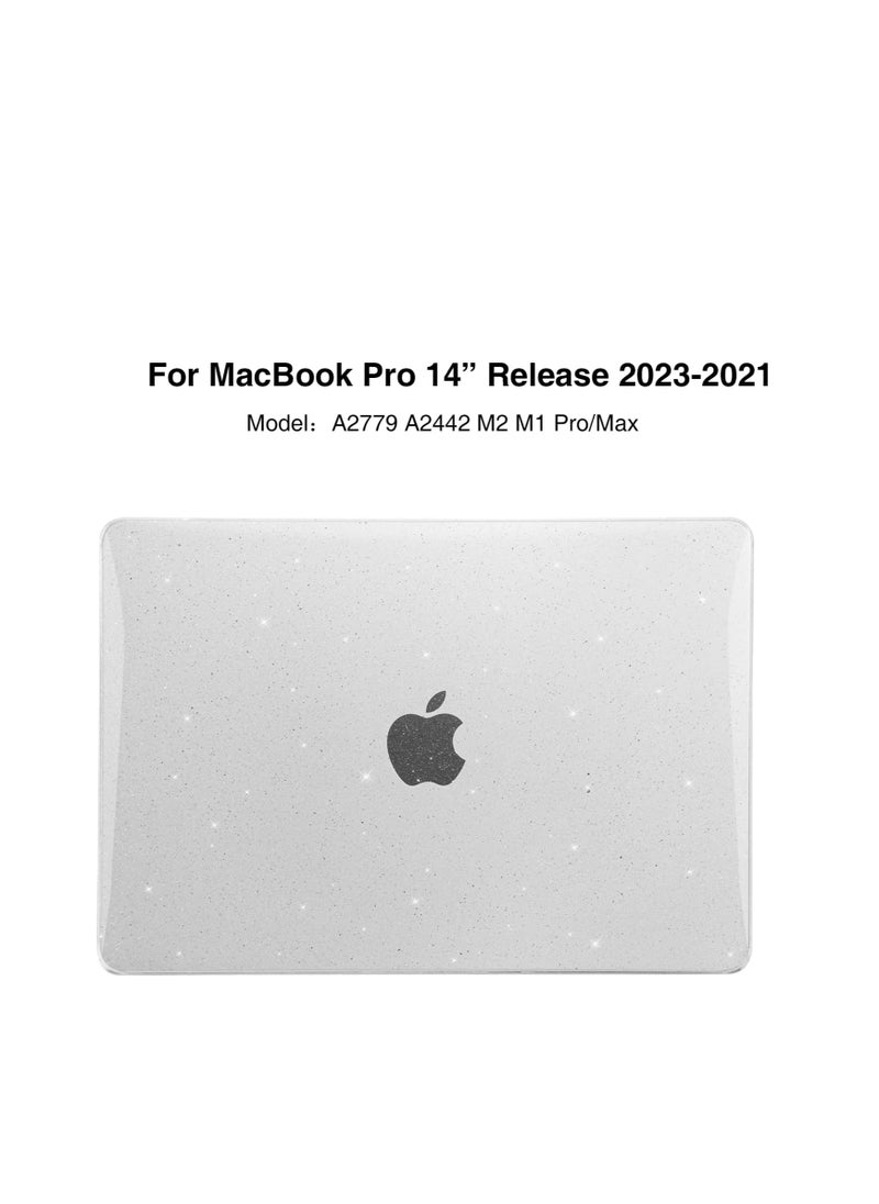 Generic - Glitter Case Compatible with MacBook Pro/Pro Max 14 inch M4 M3 M2 M1 2024-2021 A3112/A3185/A3401/A2442/A2779/A2918/A2992, Plastic Protective Hard Shell for New Mac Pro 14 Inch Touch ID Liquid Retina --Clear - Image 1