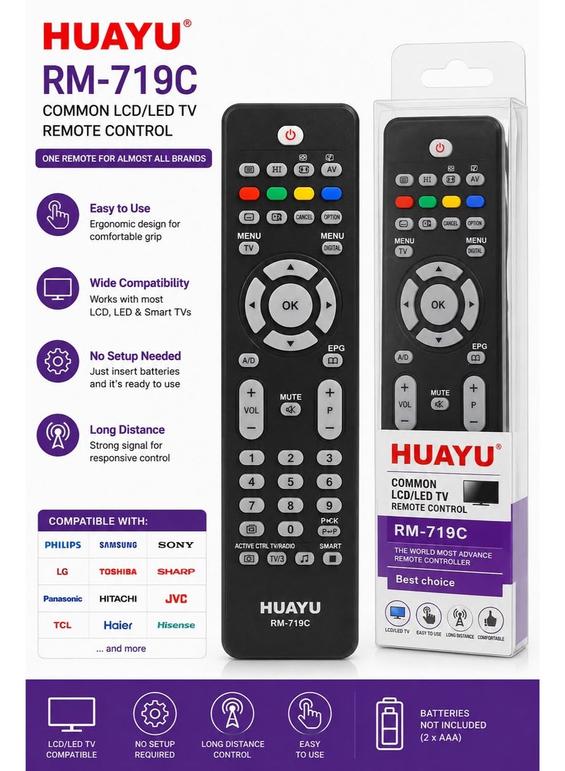 Huayu Universal LCD / LED TV Remote For PHILIPS - HUAYU RM-719C - Image 2
