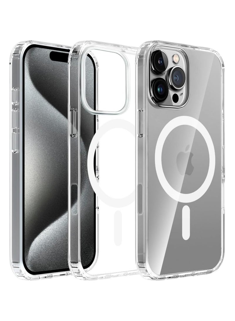 iPhone 16 Pro Clear Magnetic Cover Mag Safe Compatible Hybrid Protective Crystal Clear Hard Back Case Shockproof Silicone Frame Slim Transparent Case for Apple iPhone 16 Pro - Image 1