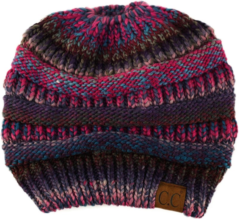 Cc Exclusives Soft Stretch Cable Knit Messy Bun Ponytail Beanie Winter Hat for Women (MB-20A) - Image 3