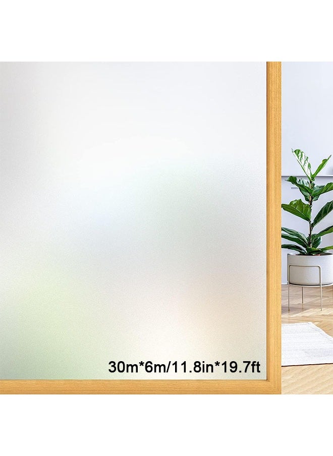 Generic Window Privacy Film, Frosted Removable Glass Covering for Bathroom, Opaque Static Cling Heat Control Door Sticker for Home Office Living Room, Non-Adhesive (Pure, 11.8'' x 236.2'')  - Image 1
