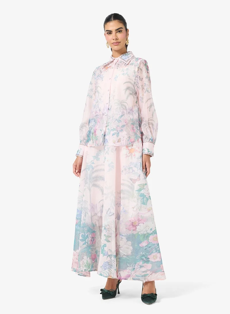 Ella Printed Blouse & Skirt Set