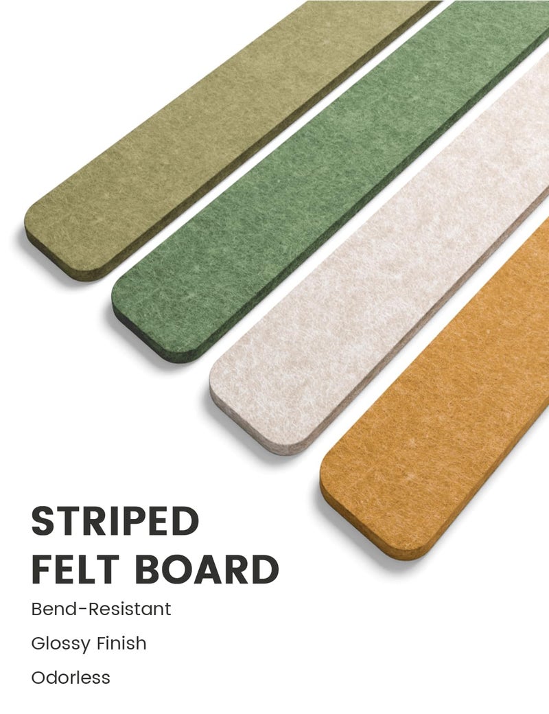 Fluxynara Cork Board Alternative Felt Strip Board 8-Pack 13"x2", Office Pin Board with 50 Push Pins, Adhesive Install for Bedroom Door & Home Office(Olive Grove) - Image 3