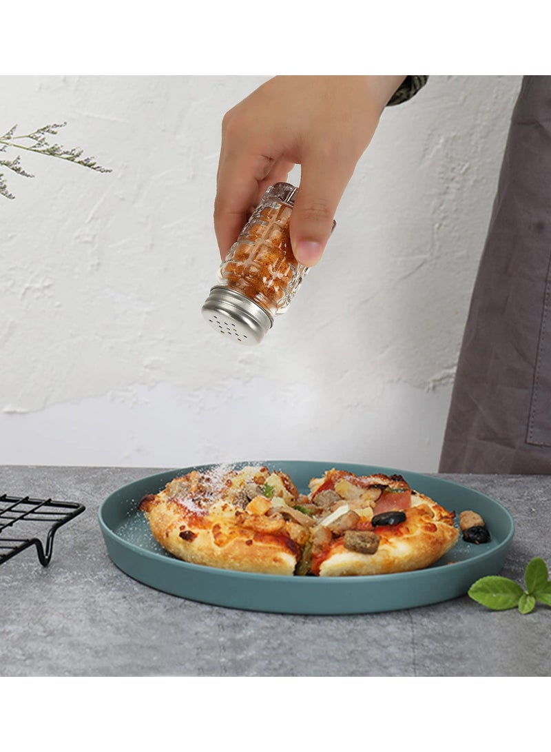 Excefore بهارات ملح وفلفل بأسلوب rétro، 2 أونصة زجاج شفاف لحفظ الملح، مع أغطية من الفولاذ المقاوم للصدأ لطاولة مطبخ أو مطعم لحفظ التوابل المتنوعة (16 قطعة) - Image 5