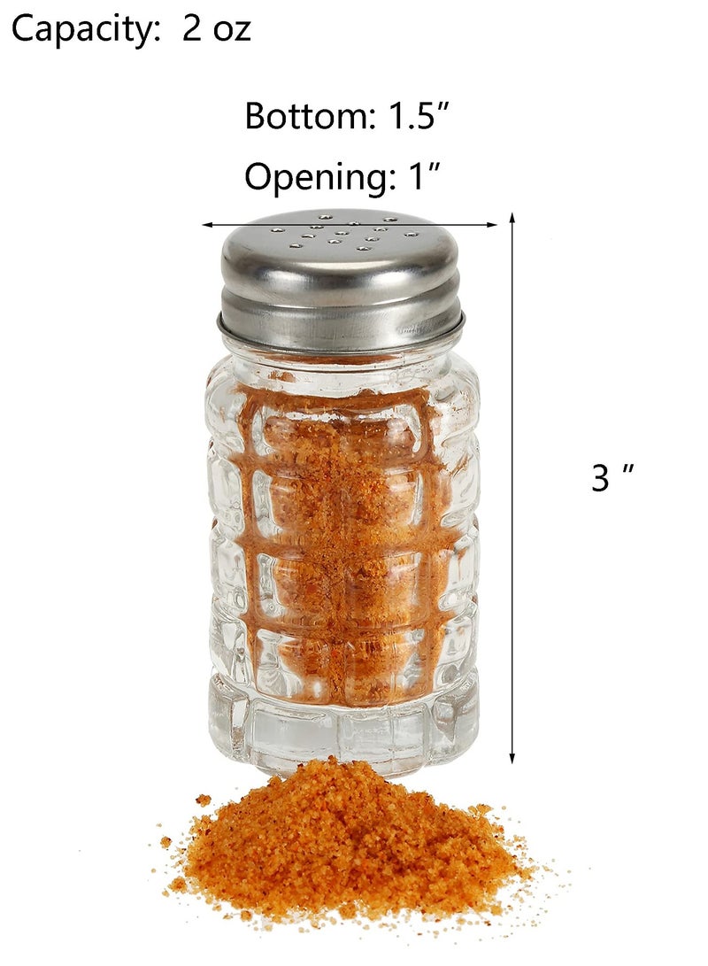 Excefore بهارات ملح وفلفل بأسلوب rétro، 2 أونصة زجاج شفاف لحفظ الملح، مع أغطية من الفولاذ المقاوم للصدأ لطاولة مطبخ أو مطعم لحفظ التوابل المتنوعة (16 قطعة) - Image 2