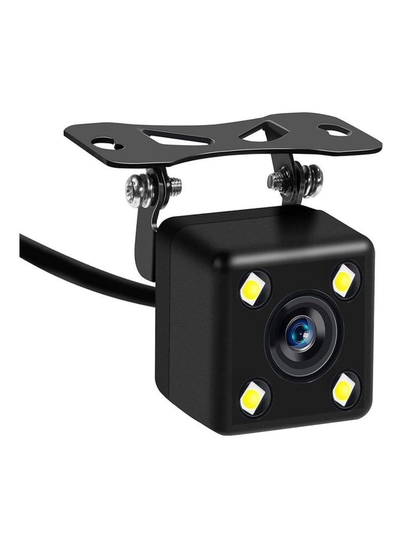 Car Rear View Reverse Parking Camera With Night Vision 4 Led Waterproof 180 Degree Wide Angle -Square- Black - Image 1