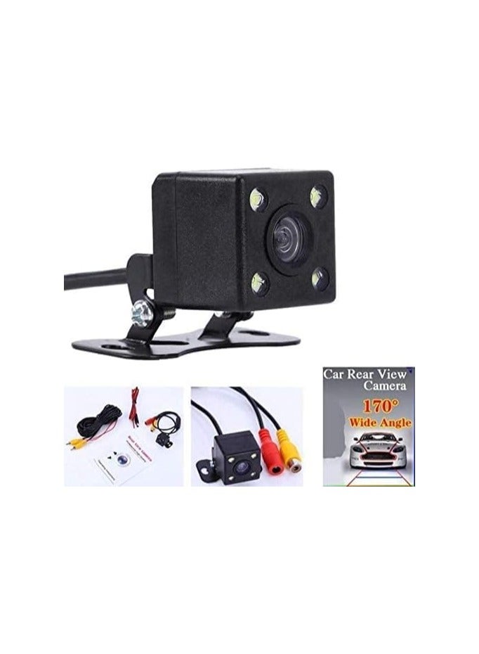 Car Rear View Reverse Parking Camera With Night Vision 4 Led Waterproof 180 Degree Wide Angle -Square- Black - Image 2
