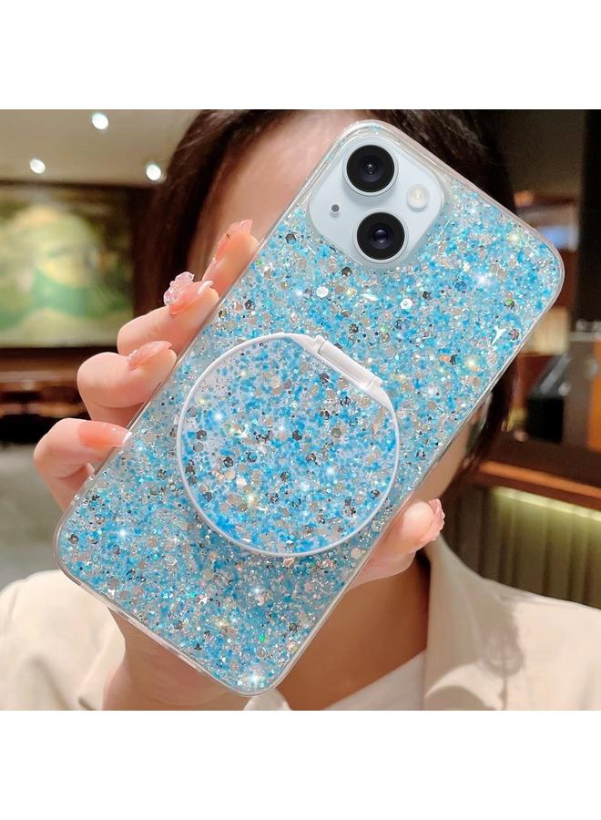 اس-توب جراب لهاتف iPhone 14 مزود بحامل دائري من مادة الإيبوكسي TPU مع مرآة مرصعة بالترتر - Image 1