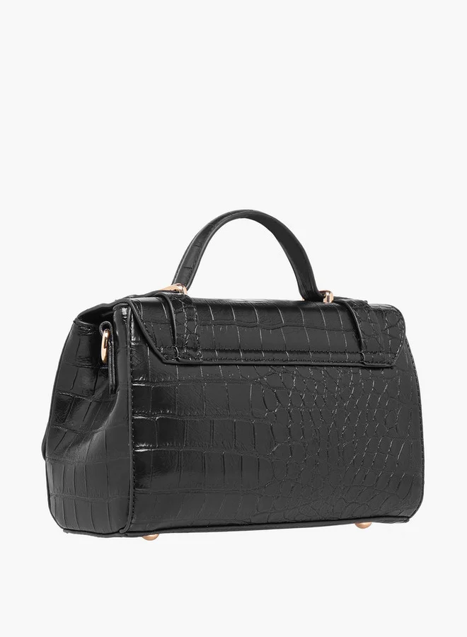 Flora Bella By Shoexpress Textured Crossbody Bag with Detachable Strap and Flap Closure