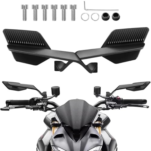 OTO2EYE Universal Motorcycle Wing Mirror With Fully Rearview – 180° Rotating Rear View Mirror with Matte Black Stealth Body – Sporty Wind Wing Design – York Fitting for All Bikes - Image 1