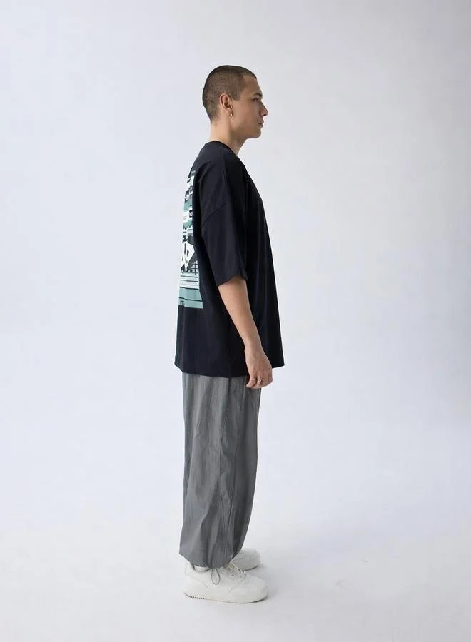 Take Two Black Graphic Print Oversized T-Shirt By Noted
