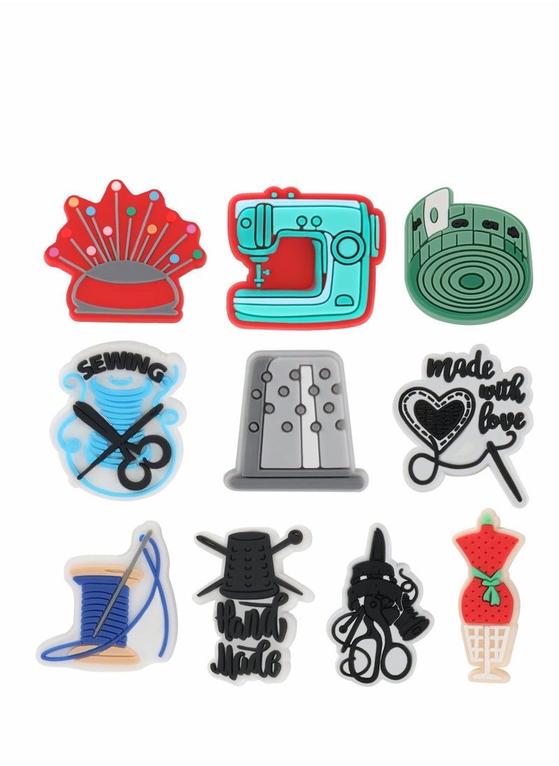 Excefore Shoe Decoration Charms, 10 Pcs Sewing Machine Needle Thread Shoe Charms Pack Fit for Shoe Wristband Clog Sandals Decor, PVC Shoe Charm Accessories for Party Favors Birthday Gifts  - Image 1