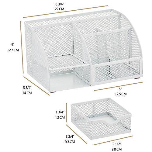 Exerz Desk Organizer White Office Desk Accessories Supplies Office Storage Desktop Pencil Pen Holder with Drawer Home Workspace - Image 3
