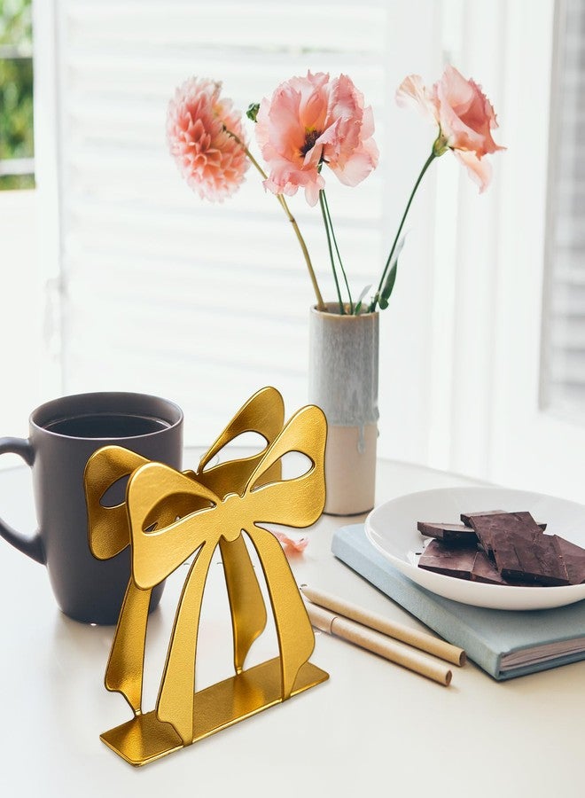 Reallnaive Bow Napkin Holder for Tables Metal Napkin Dispenser Vintage Kitchen Decor Tissue Dispenser for Coquette Home Party Countertop(Gold,Fashion) - Image 5