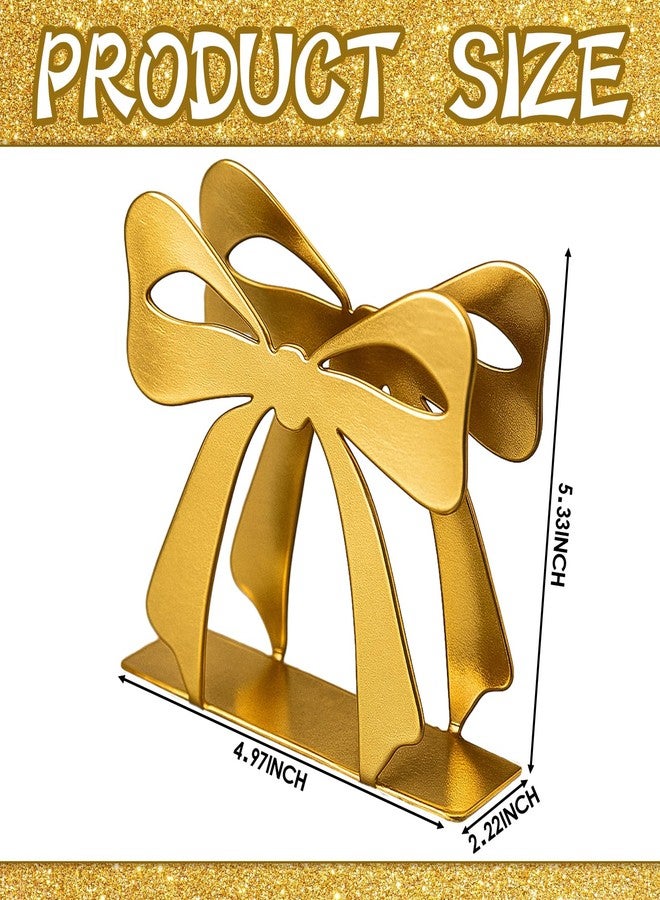 Reallnaive Bow Napkin Holder for Tables Metal Napkin Dispenser Vintage Kitchen Decor Tissue Dispenser for Coquette Home Party Countertop(Gold,Fashion) - Image 2