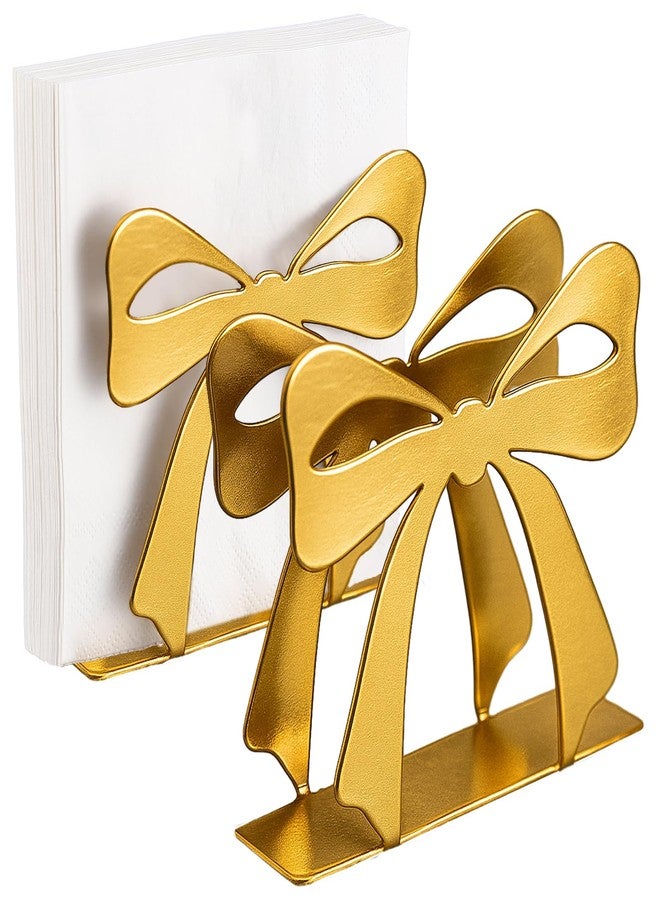 Reallnaive Bow Napkin Holder for Tables Metal Napkin Dispenser Vintage Kitchen Decor Tissue Dispenser for Coquette Home Party Countertop(Gold,Fashion) - Image 1