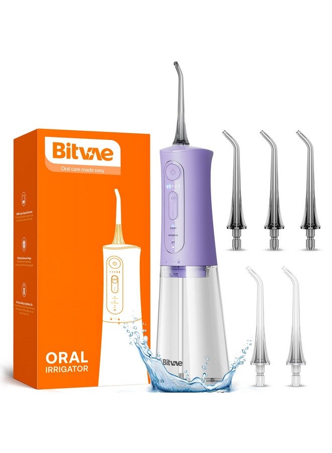 Bitvae Water Dental Flosser Teeth Pick, Portable Water Teeth Cleaner Picks, Ipx7 Waterproof Oral Irrigator, 3 Modes 5 Intensities, Usb Rechargeable Water Dental Picks For Cleaning - Lavender - Image 1