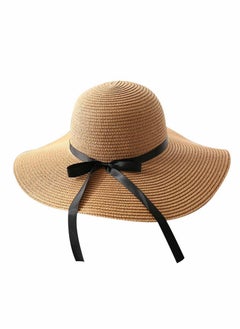 Women Sun Hat Summer Panama Straw Hat Fedora Beach Hat for Wide Brim UV Protection Hats, Use for Hiking Beach Desert