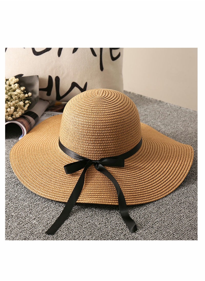 KASTWAVE - Women Sun Hat Summer Panama Straw Hat Fedora Beach Hat for Wide Brim UV Protection Hats, Use for Hiking Beach Desert - Image 1