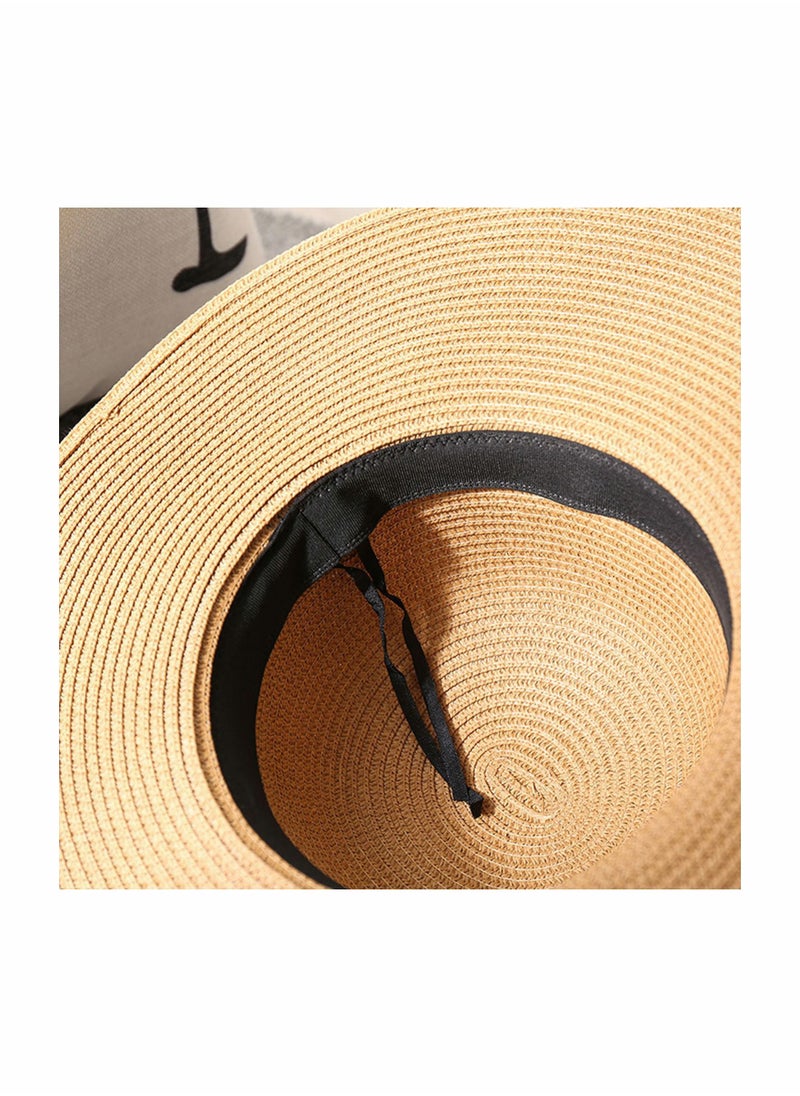 KASTWAVE - Women Sun Hat Summer Panama Straw Hat Fedora Beach Hat for Wide Brim UV Protection Hats, Use for Hiking Beach Desert - Image 1
