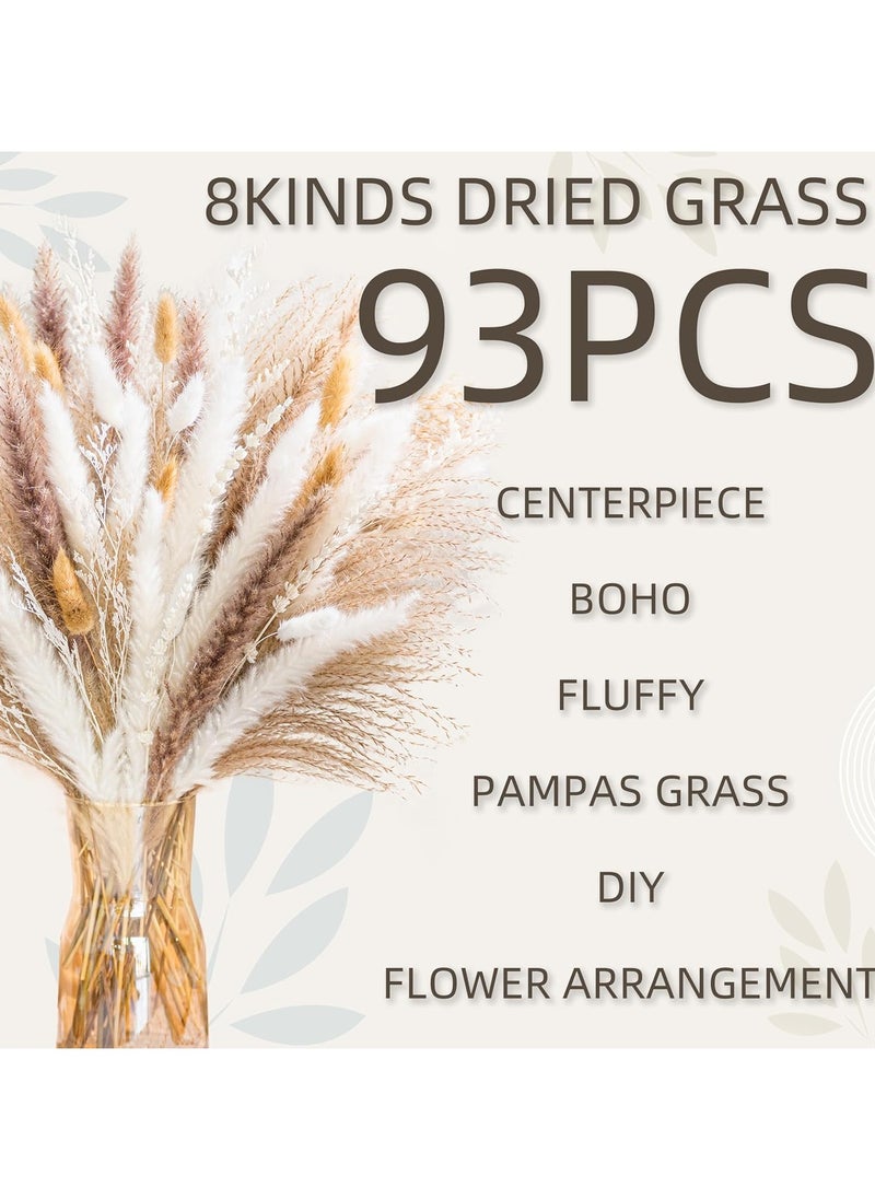 RATSAW 93Pcs Natural Pampas Grass 8 Kind Grass Mix Bouquet Dried Pampas Bouquet for Wedding Flowers Home Table Desk Decor Rustic Farmhouse Decor  - Image 3