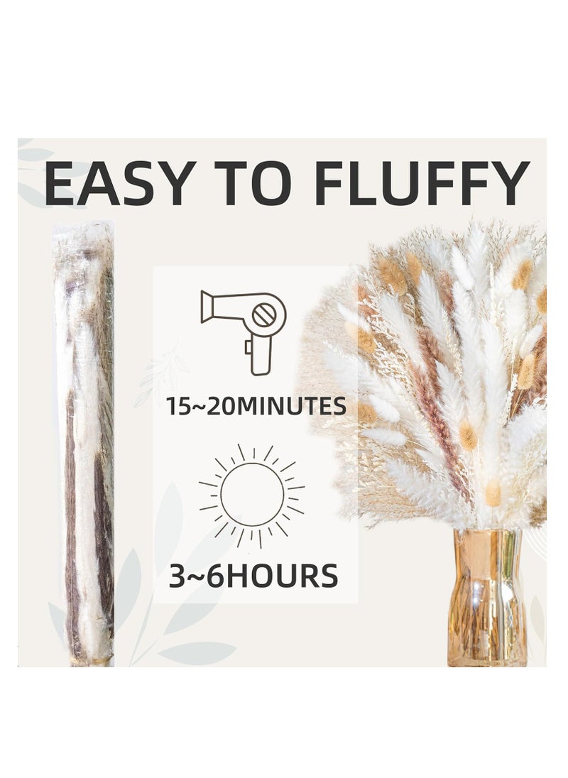 RATSAW 93Pcs Natural Pampas Grass 8 Kind Grass Mix Bouquet Dried Pampas Bouquet for Wedding Flowers Home Table Desk Decor Rustic Farmhouse Decor  - Image 5