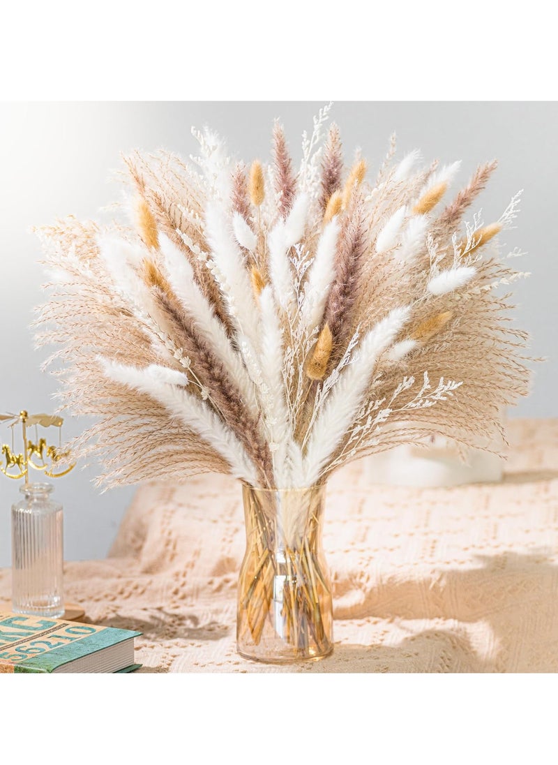 RATSAW 93Pcs Natural Pampas Grass 8 Kind Grass Mix Bouquet Dried Pampas Bouquet for Wedding Flowers Home Table Desk Decor Rustic Farmhouse Decor  - Image 1