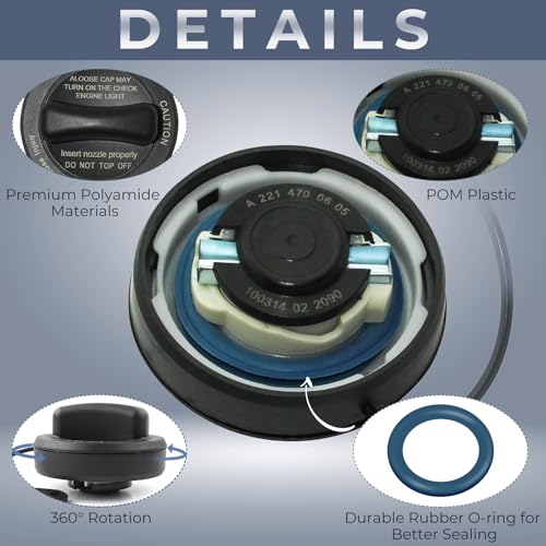 Manymiba Gas Cap Fuel Cap for Mercedes Benz C CL CLK CLS E G GLK AMG S SL SLC SLK C230 C240 C250 C280 C300 C320 C350 E320 E350 E400 E500 E550 G500 G550 S400 S550 S600, 2214700605 - Image 3