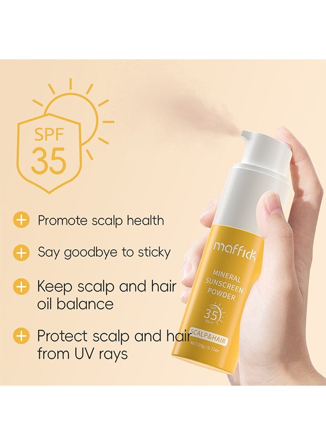 maffick Mineral Sunscreen Powder, SPF35 PA++, For Scalp & Hair,  Oil Control Invisible Hair Sun Protection Powder Spray, Portable Refreshing UV Shield Spray For Outdoor Daily Use 20g - Image 2
