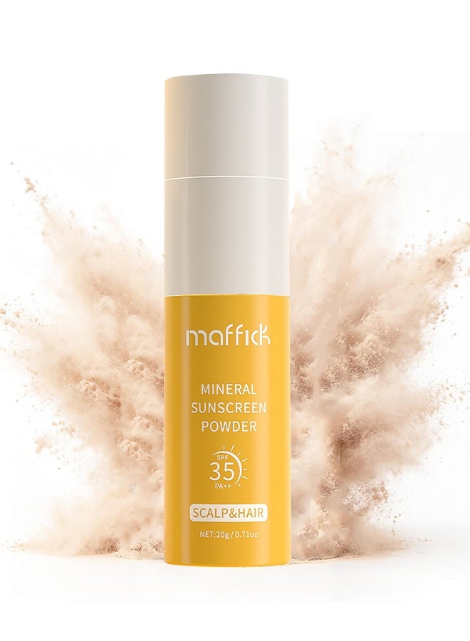 maffick Mineral Sunscreen Powder, SPF35 PA++, For Scalp & Hair,  Oil Control Invisible Hair Sun Protection Powder Spray, Portable Refreshing UV Shield Spray For Outdoor Daily Use 20g - Image 1
