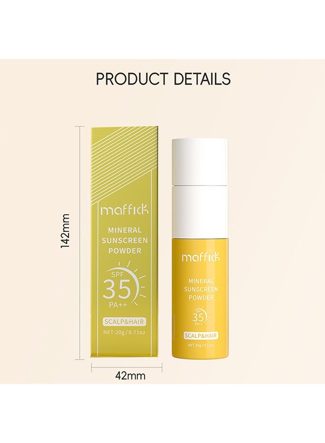 maffick Mineral Sunscreen Powder, SPF35 PA++, For Scalp & Hair,  Oil Control Invisible Hair Sun Protection Powder Spray, Portable Refreshing UV Shield Spray For Outdoor Daily Use 20g - Image 5