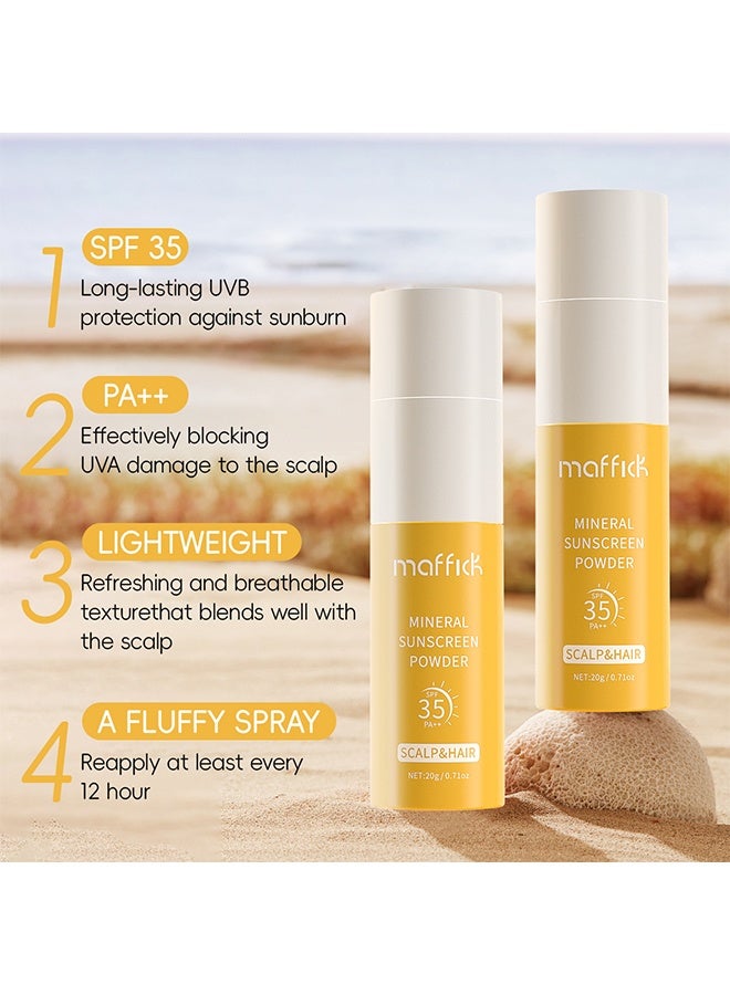 maffick Mineral Sunscreen Powder, SPF35 PA++, For Scalp & Hair,  Oil Control Invisible Hair Sun Protection Powder Spray, Portable Refreshing UV Shield Spray For Outdoor Daily Use 20g - Image 3