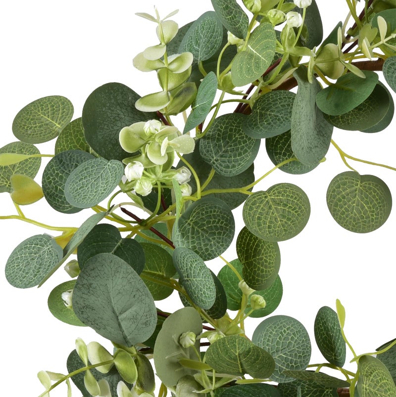 LSKYTOP Green Eucalyptus Wreaths 12'' Artificial Spring Summer Eucalyptus Leaf Wreaths with Berries for Home Farmhouse Front Door Decor - Image 2